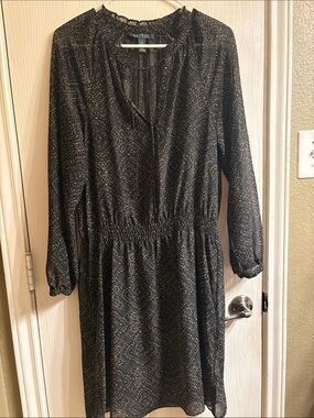 Lauren Ralph Lauren Black Midi Dress with Subtle Metallic Speckle